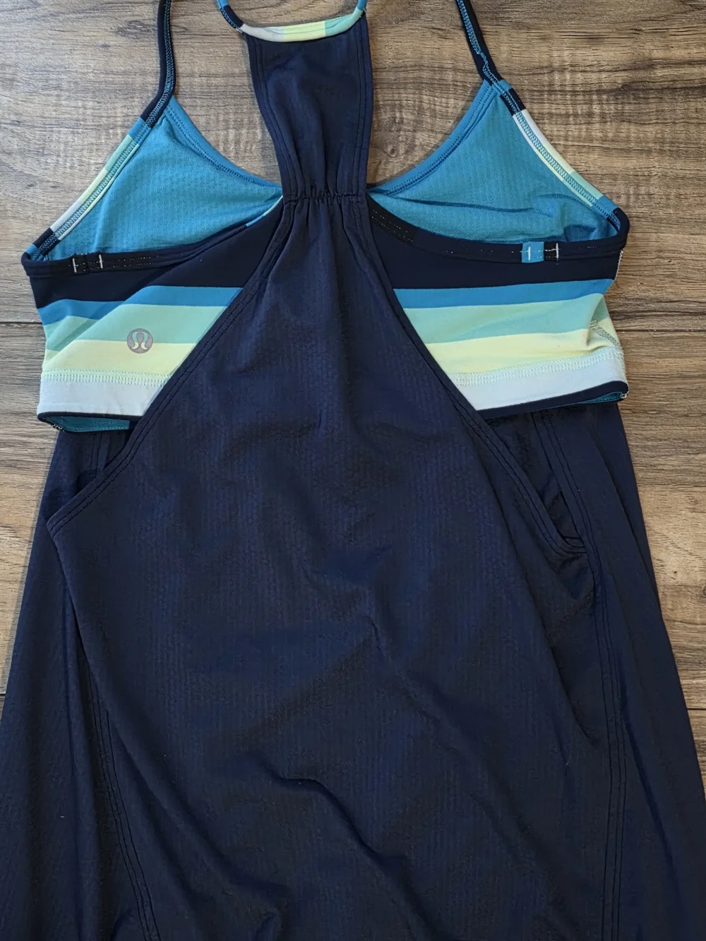 lululemon athletica Navy Tank with Teal Accent Straps